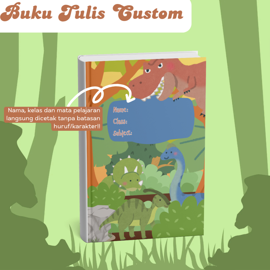 

Buku Tulis Dinosaurs Custom Nama+Kelas+Mata Pelajaran | Buku Tulis Anak Custom