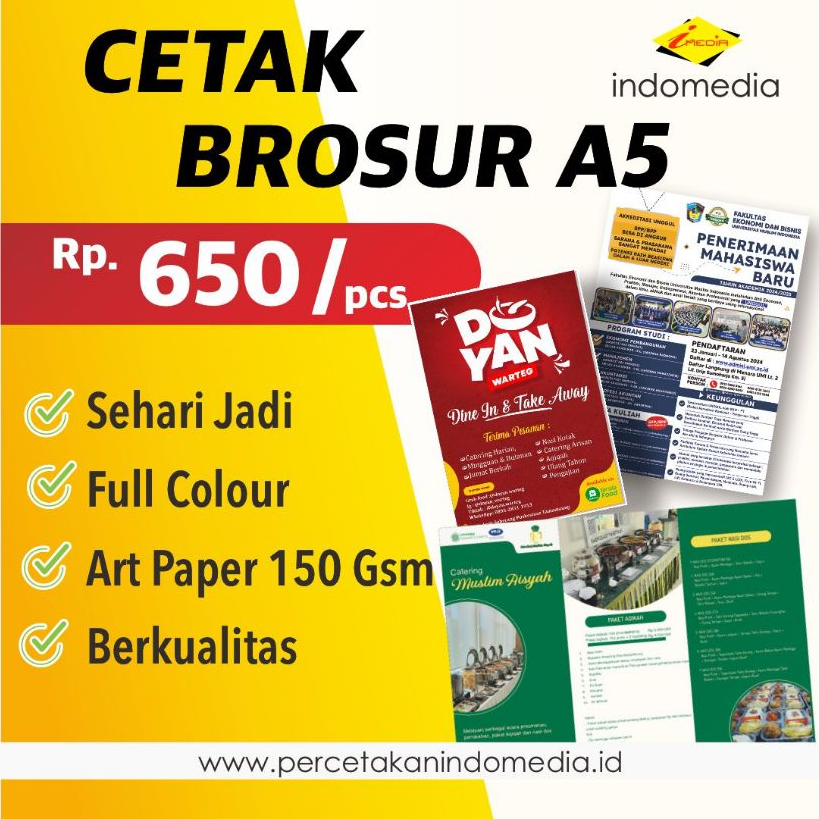 CETAK BROSUR A5 TERMURAH [ 1 SISI / 2 SISI ] || CETAK FLYER A5 || BROSUR A5 indomedia