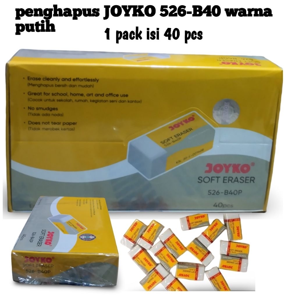 

penghapus soft eraser JOYKO 526-B40p 1 pack isi 40 pcs warna putih