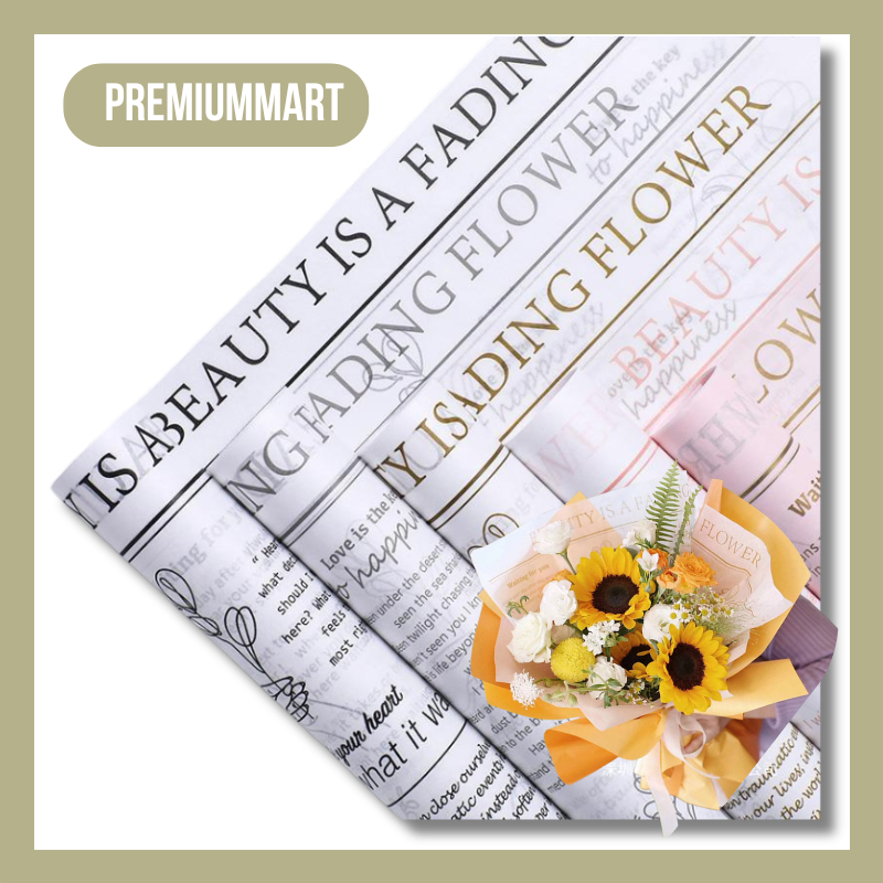 

Flower Wrapping Paper Cellophane Kertas Buket Bunga Motif Koran News Paper Color Florist KB095
