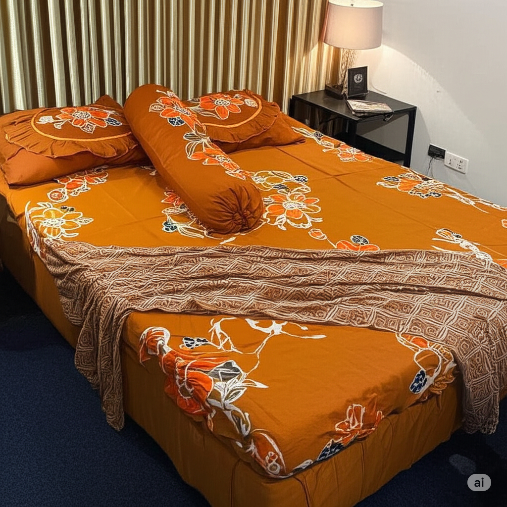 Lumayan_Banget Sprei Batik Jadul Cap Kain Katun Tebel Super Adem Karet Elastis