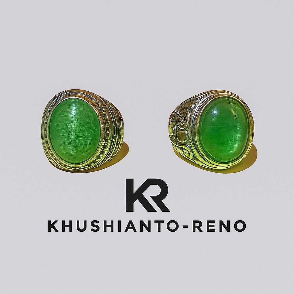 Cincin Batu Zambrut Kalimantan Asli Hijau Tua Elegan Pria Wanita