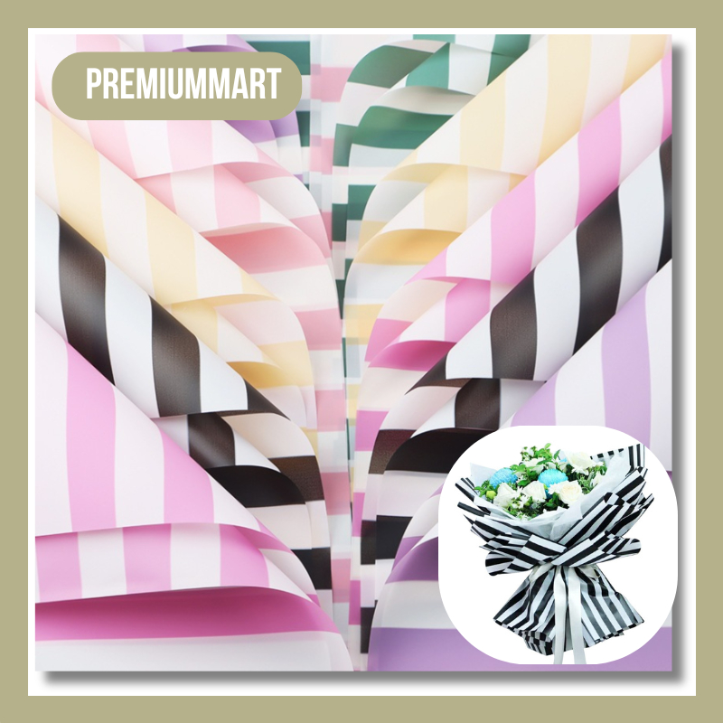 

Flower Wrapping Paper Motif Striped Line Color Cellophane Florist Kertas Kado KB114