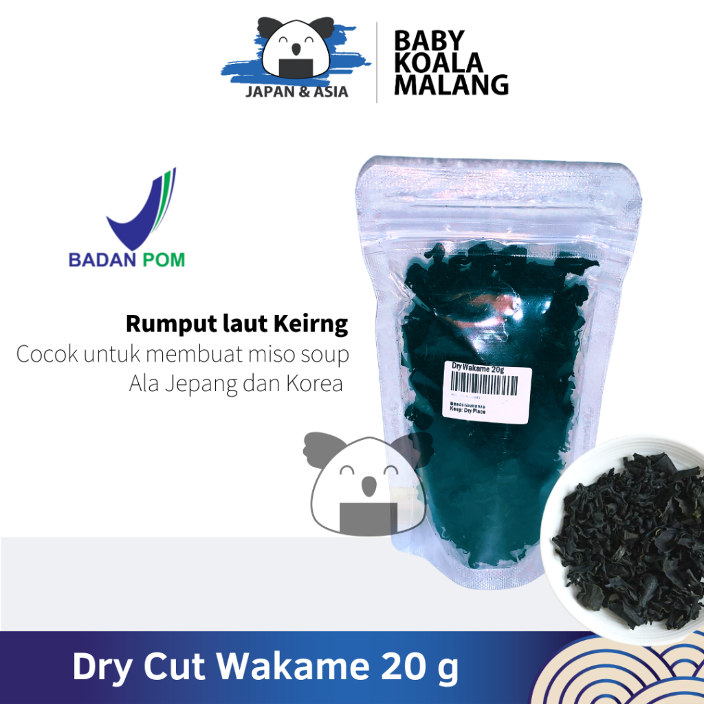 

DRY WAKAME Rumput Laut Kering 20 g │ Dried Cut Wakame Import for Miso Sup Ramen Udon –BKM