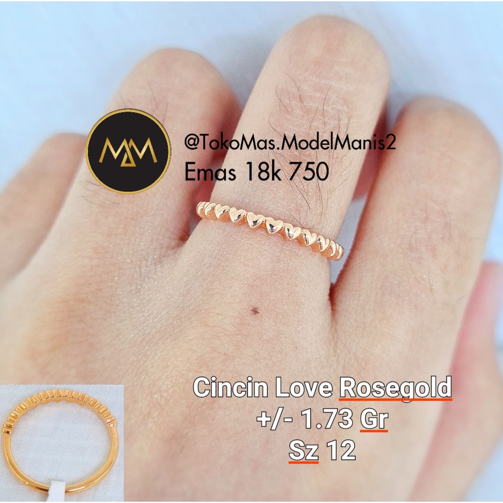 Cincin Golden Love Italy AU Rosegold 750 kadar 18k