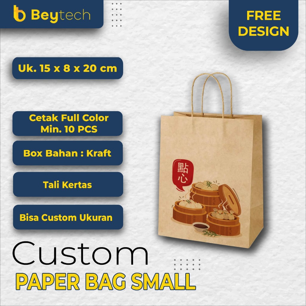 

Custom Cetak Paperbag Kraft Full Color Small Paperbag Kosmetik/ Goodiebag