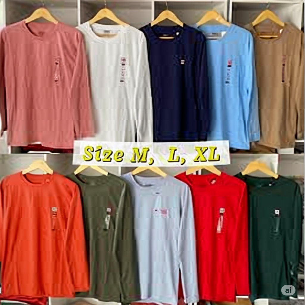 Kaos Lengan Panjang Wanita Dan Pria Unisex Kaos Lengan Panjang Bordir Logo Uni Cewek Cowok