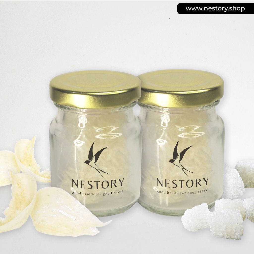 

Paket 2 Jar Sarang Walet "Serpihan" Asli 75ml (3gr sarang walet + gula batu)