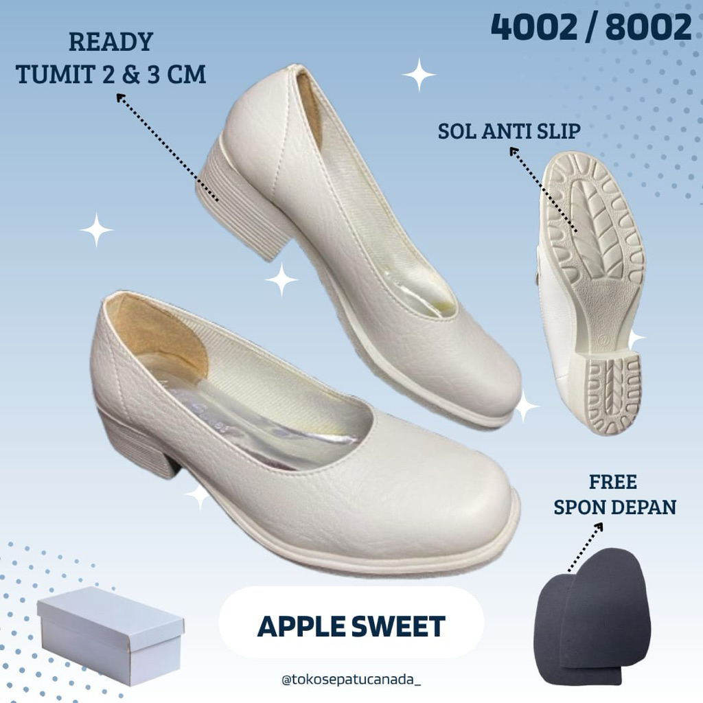 4002/8002 - APPLE SWEET PANTOFEL PUTIH WANITA SEPATU PANTOFEL PUTIH | SEPATU PANTOFEL PERAWAT | SEPA