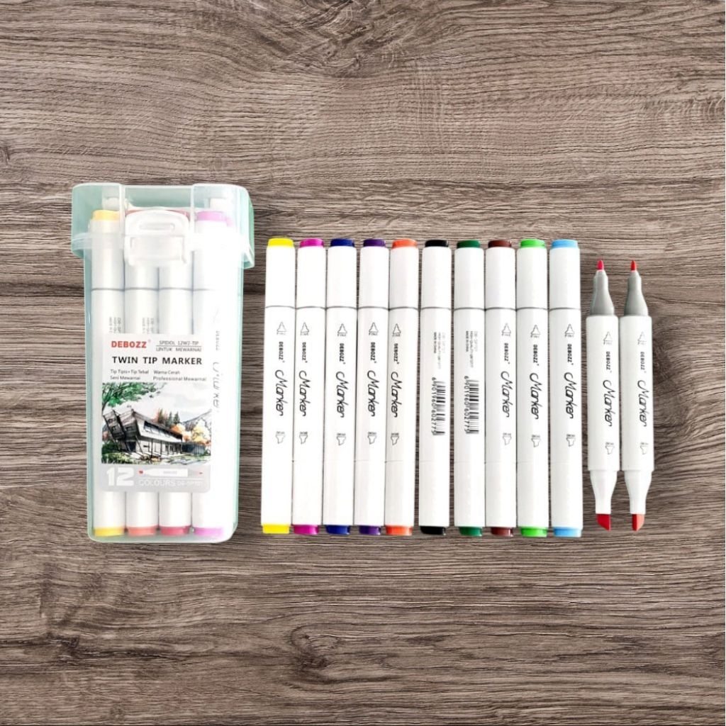 

Spidol Warna DEBOZZ Twin Tip Marker 12 Warna – Double Tip untuk Gambar & Kaligrafi- Alat Tulis Kantor/ATK Murah Medan