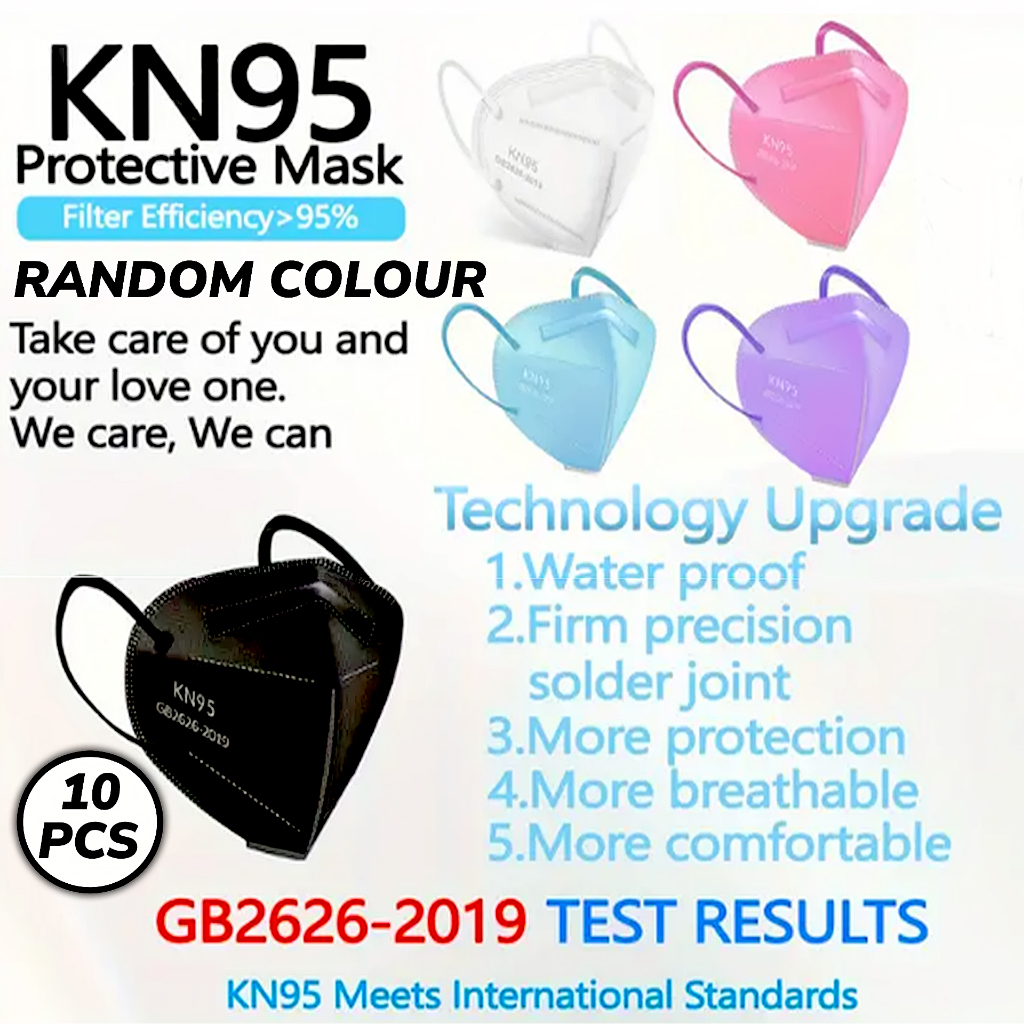 10 PCS Masker KN95 N95 Dewasa Warna 5ply Layer Disposable Adult Earloop Protective 3D Face Mask