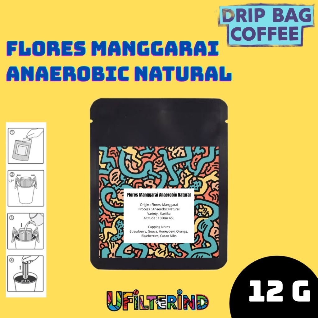 

Kopi Sachet Dripbag Coffee Filter Arabika Flores Manggarai Anaerobic Natural - 12g