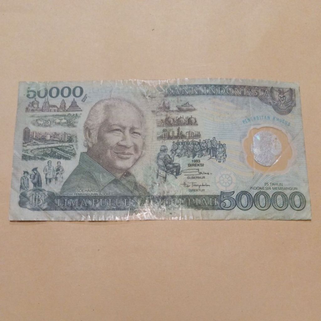 Uang Kuno 50000 Rupiah Suharto 1993 Polimer