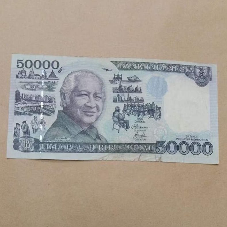 Uang Kertas Kuno 50000 Rupiah Suharto 1995