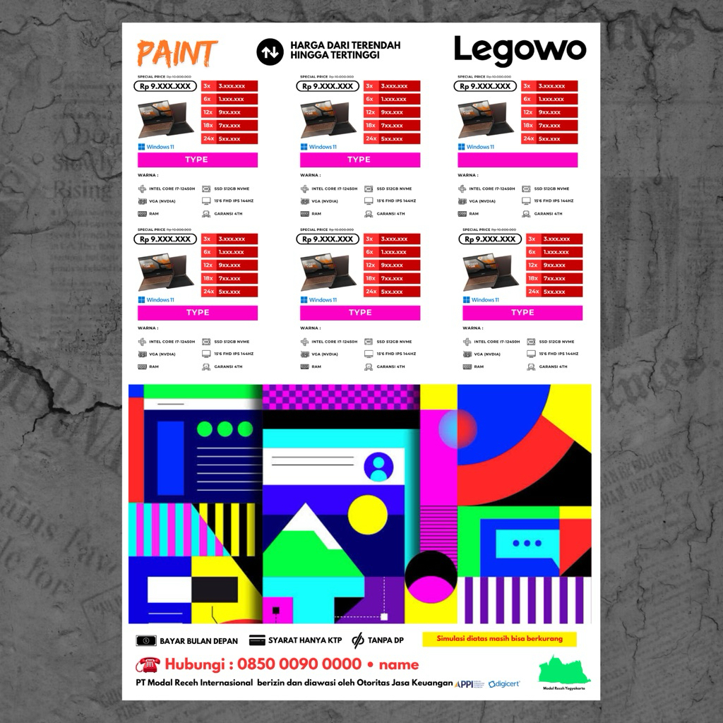 Desain Kredit Slide Promosi Cicilan Laptop - Toko Online & Sosial Media