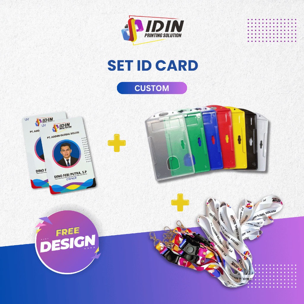 

ID Card Set Custom 3 In 1 Kartu Tanda Pengenal Panitia Lanyard Kantor - Percetakan Idin Printing Solution