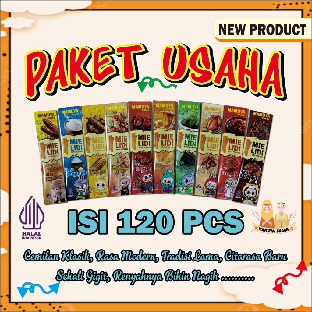 

Mie Lidi Karakter isi 120 Pcs Mix 10 Varian Rasa, Mie Lidi kekinian