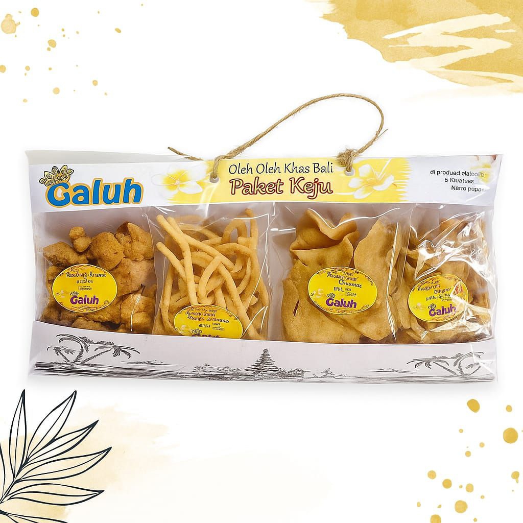 

Paket Snack Pedas Keju Galuh 200g – Oleh Oleh Bali Isi 4 Cemilan: Kacang Disco & Keripik Renyah