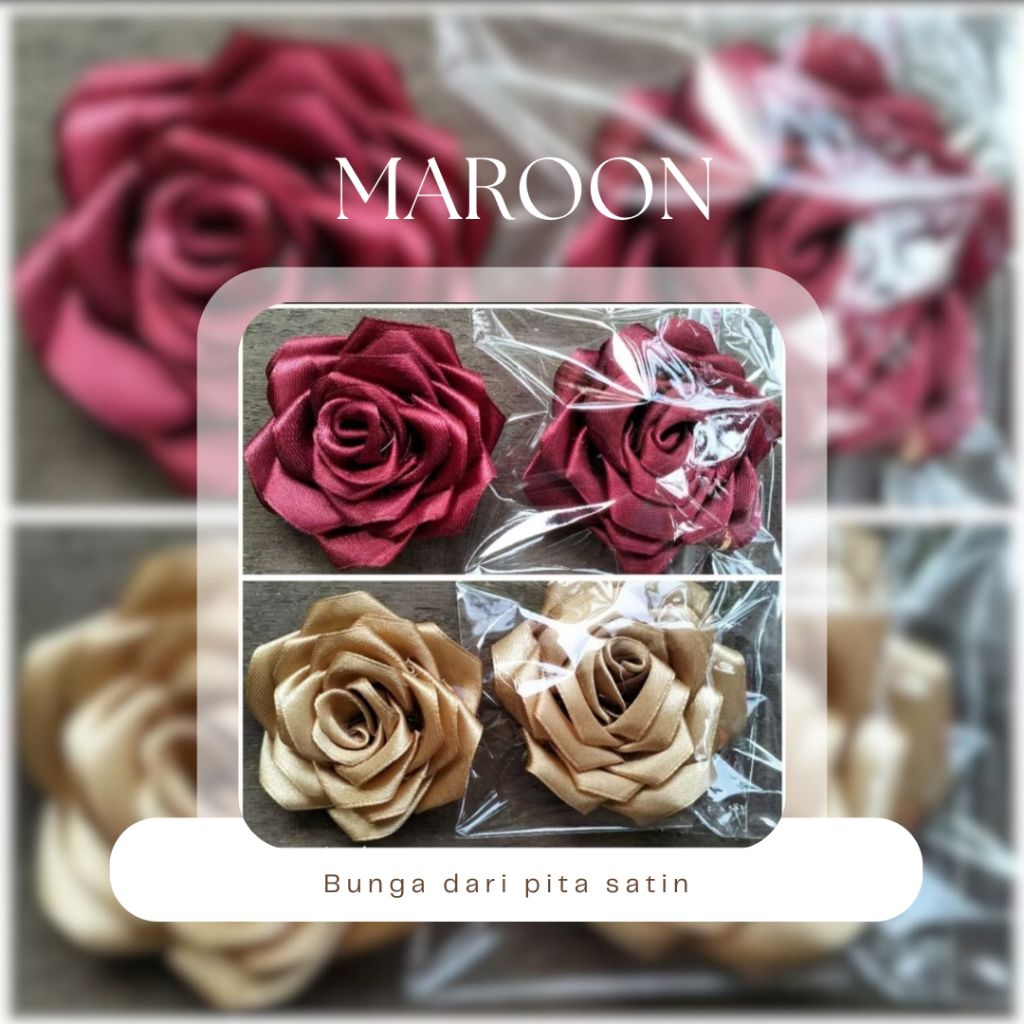 

Bunga mawar dari pita satin ukuran pita 4cm jumbo