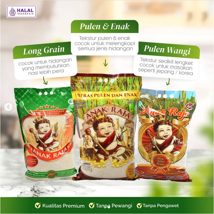 

BERAS PREMIUM ANAK RAJA PULEN SUPER KEPALA SETRA RAMOS LONG GRAIN PULEN WANGI ENAK 5 KG 5KG LEGIT BEST SELLER SALE PROMO AUTHENTIC ORIGINAL