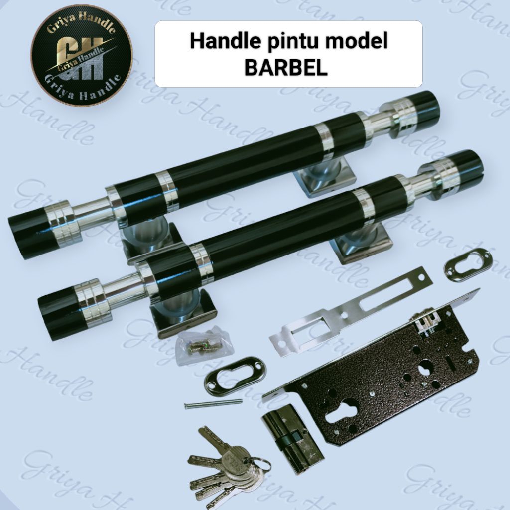 Handle / gagang pintu rumah 4pcs + set kunci model Barbel/Tarikan pintu kamar tidur/Handle pintu rum