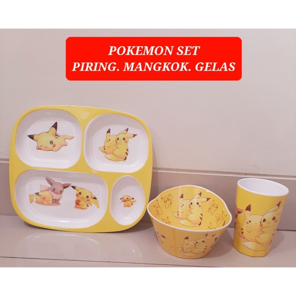 piring makan karakter pokemon piring sekat pikachu gelas keramik pokemon gelas pikachu piring makan 