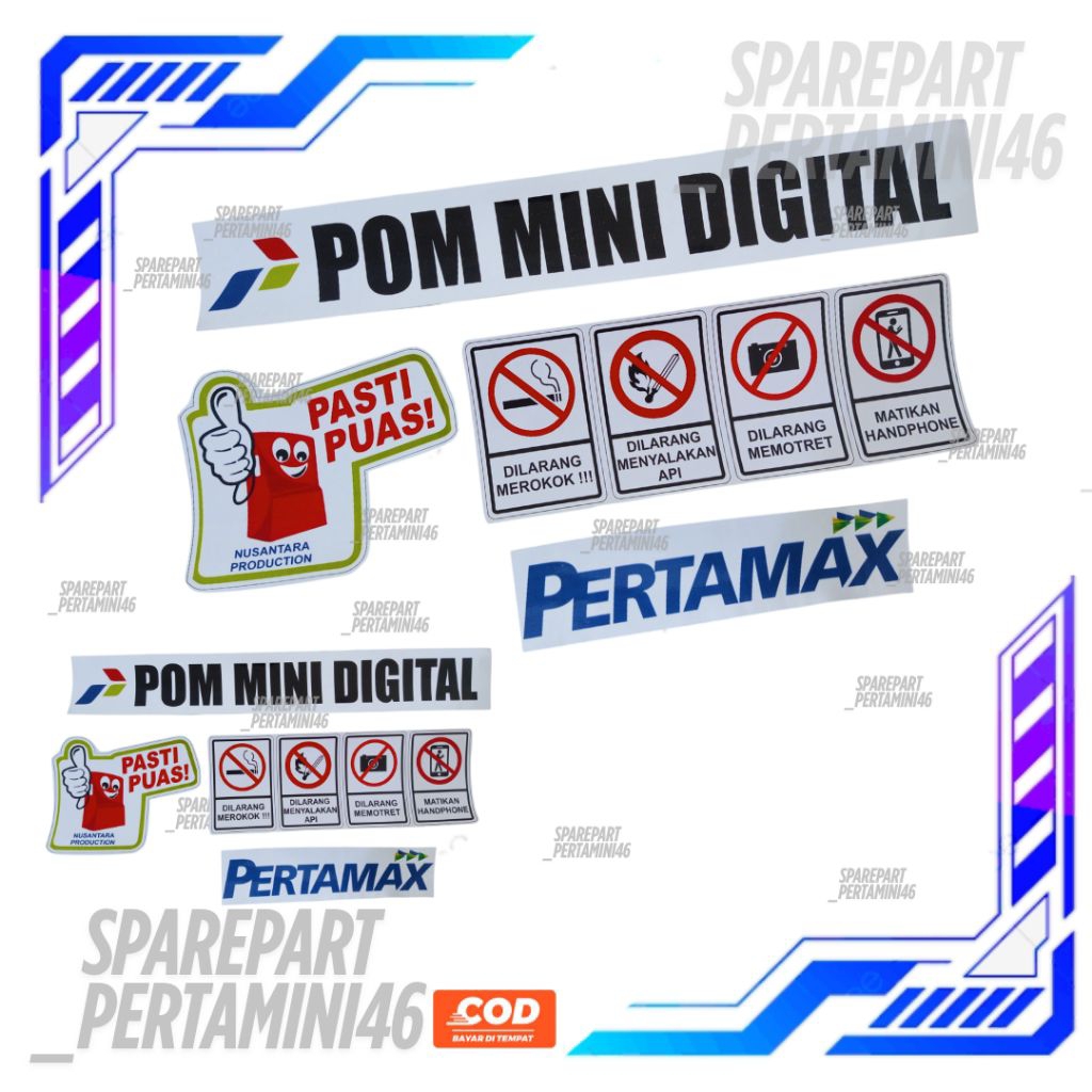 Set Stiker 1 Nozzle Pom Mini digital Pertamini Pertamax