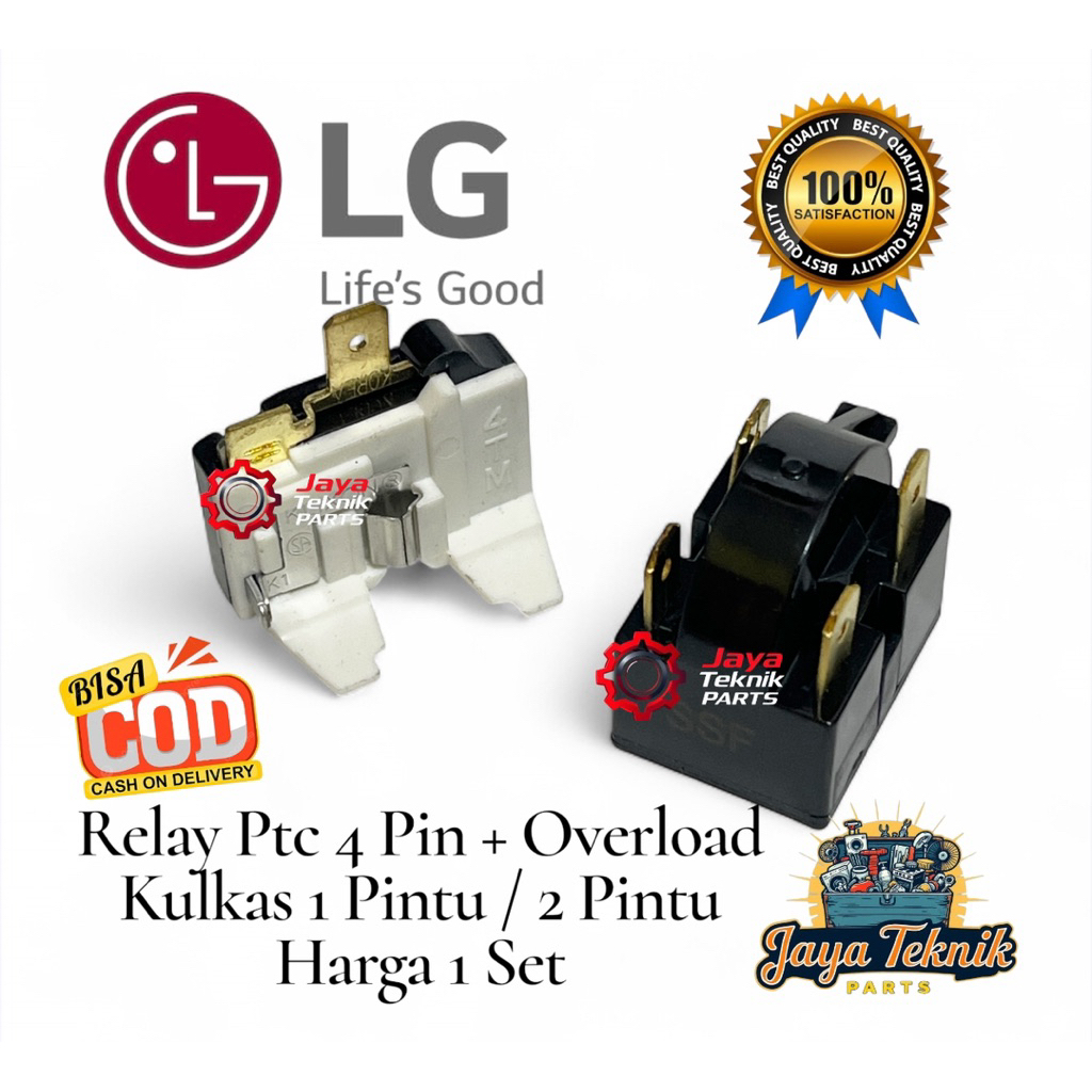Set Relay 4 Pin + Ptc Overload Kulkas LG 1 Pintu / 2 Pintu / Relay Kulkas LG