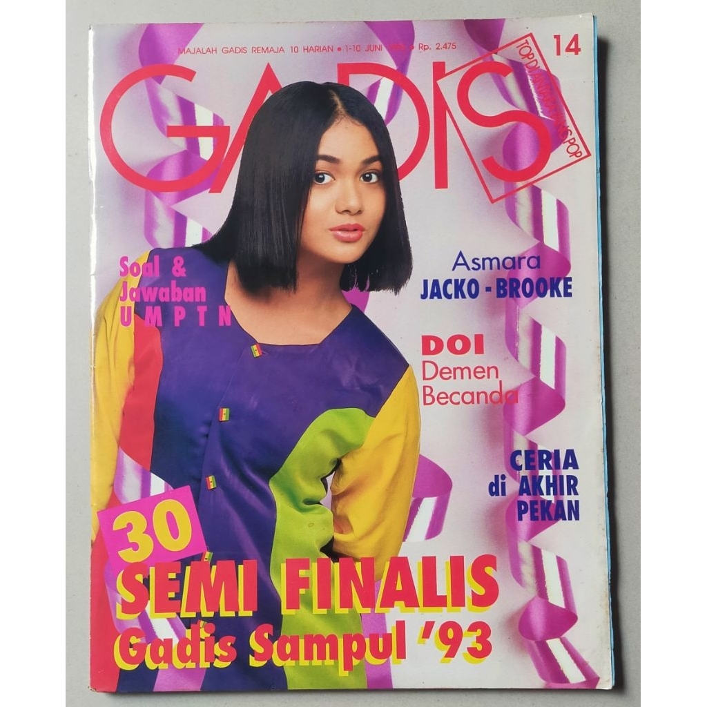 Majalah Gadis no.14 / 1 Juni 1993 : Cover Krisdayanti - 30 Semifinalis Gadis Sampul '93