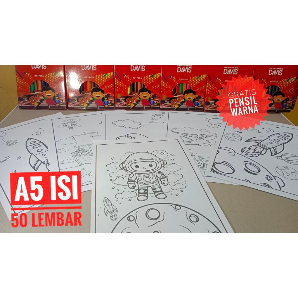 

Kertas mewarnai / isi 50 lembar / hvs / tema kendaraan