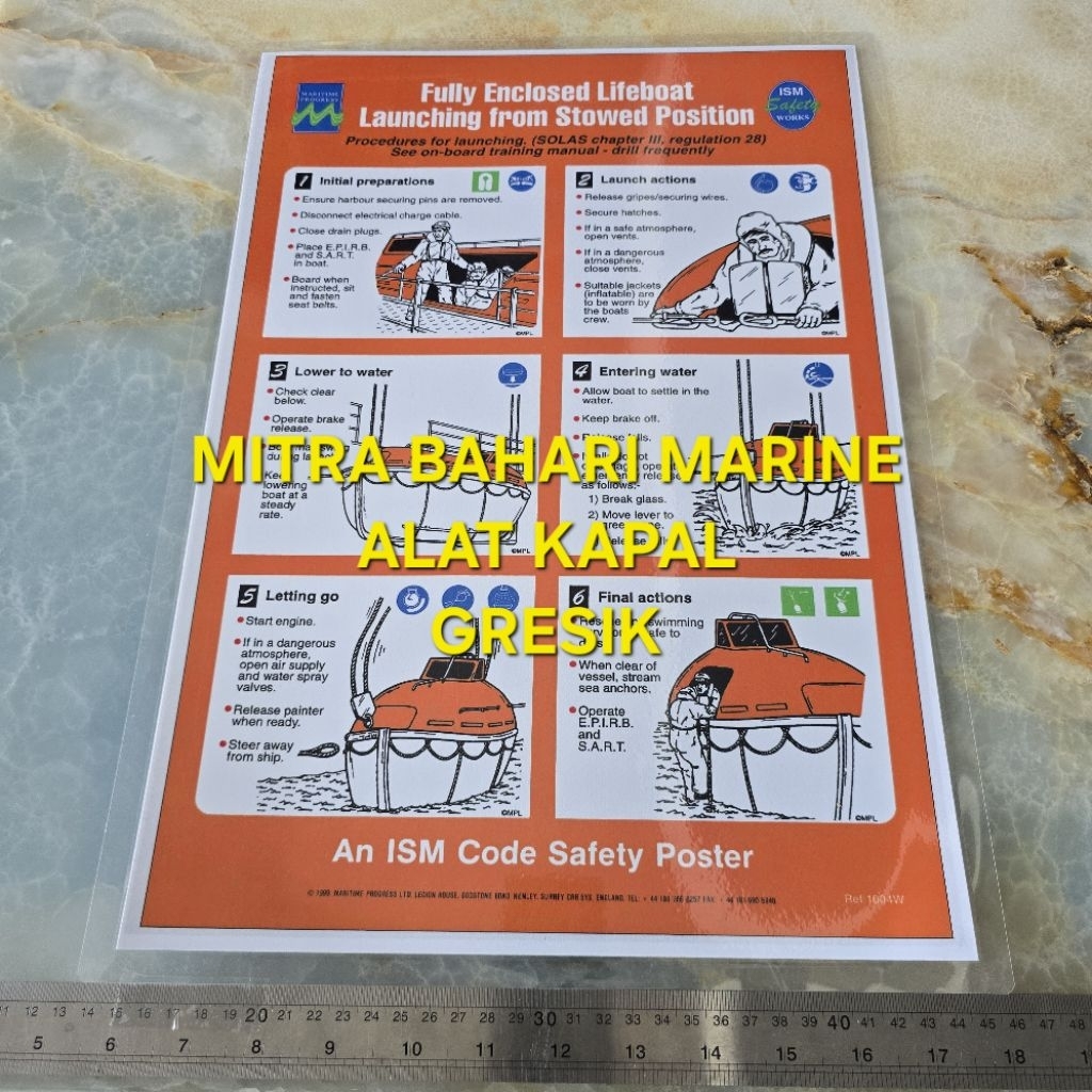 

Poster IMO Symbol IMPA 331504 Fully Enclosed Lifeboat Launching from Stowed Position Ukuran 480x330mm / A3+