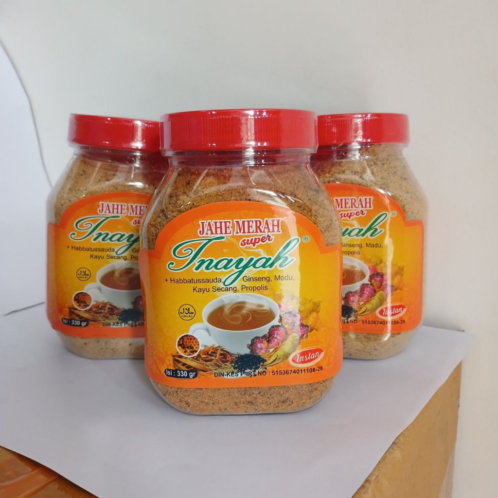 

Jahe Merah Super Plus Habbatussauda Inayah Instan 100% Original Isi 330 gram Toples