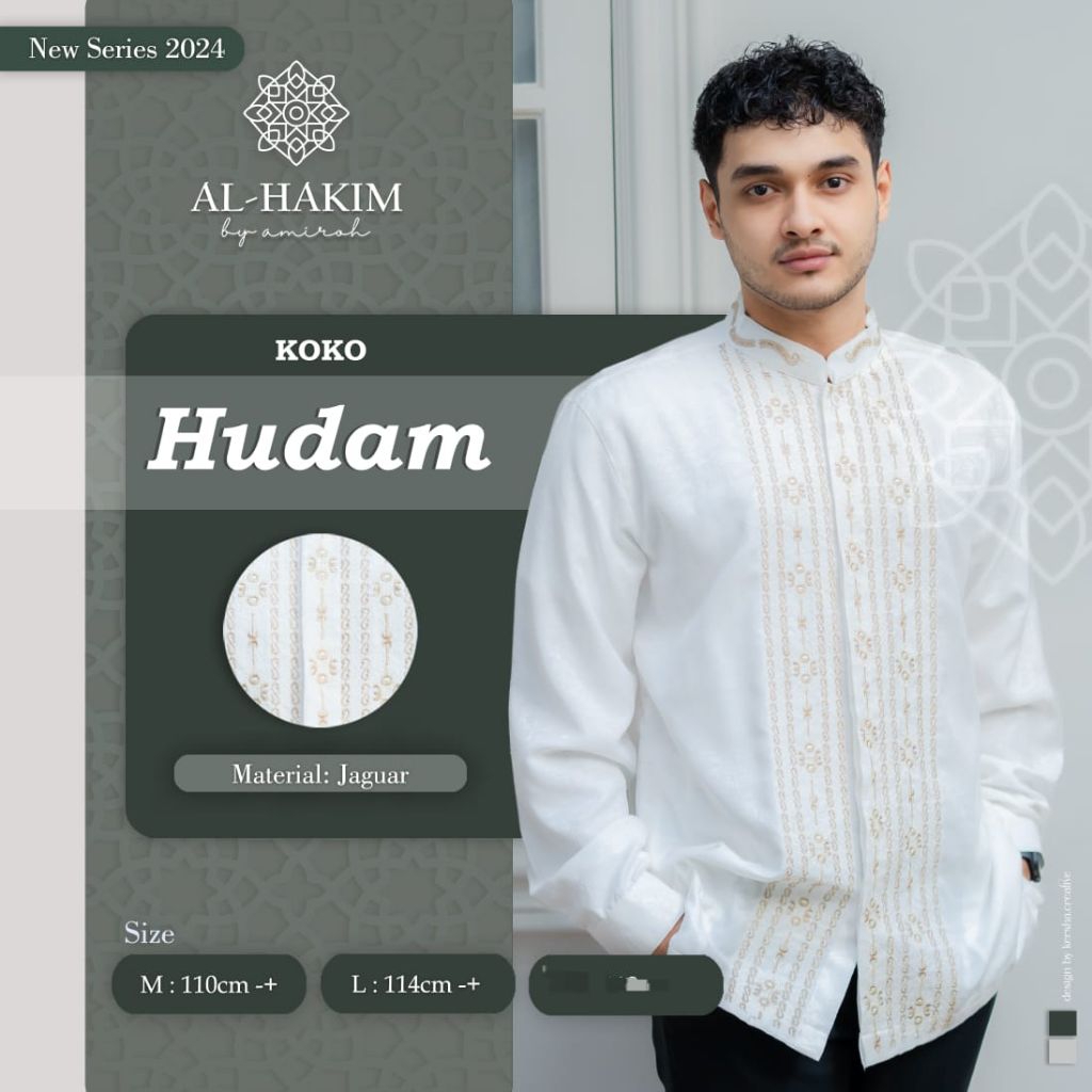 Koko By Al-Hakim Ori/koko pria warna putih/koko lengan panjang/koko premium bahan jaguar