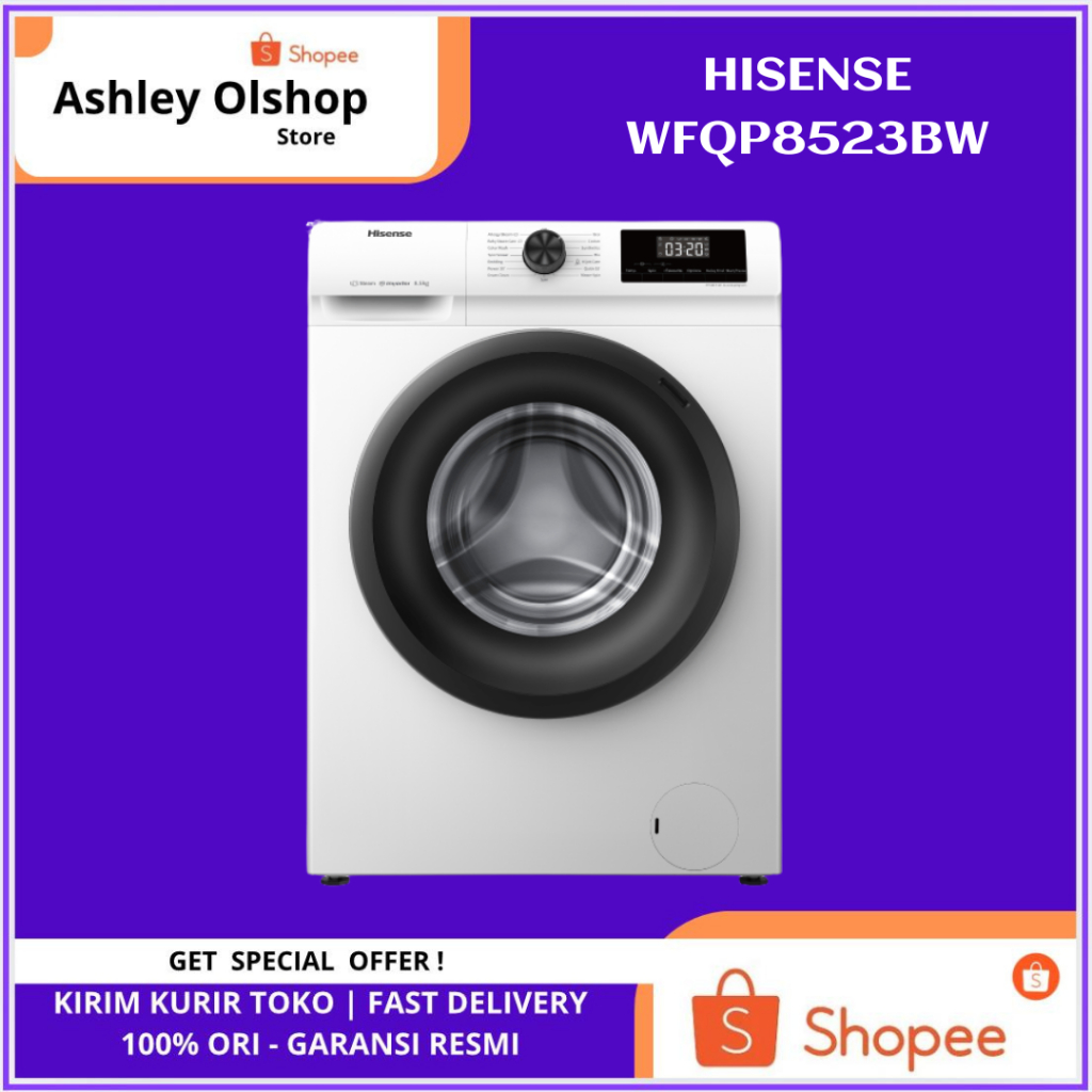 Mesin Cuci Front Loading Hisense WFQP8523BW 8.5Kg Hisense 8.5 Kg