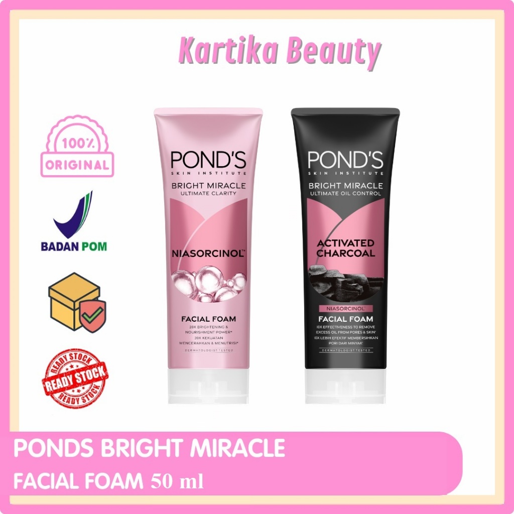 Ponds Facial Foam Travel Size 50 gram | Skin Care Pembersih Wajah | Pons Sabun Cuci Muka Mencerahkan