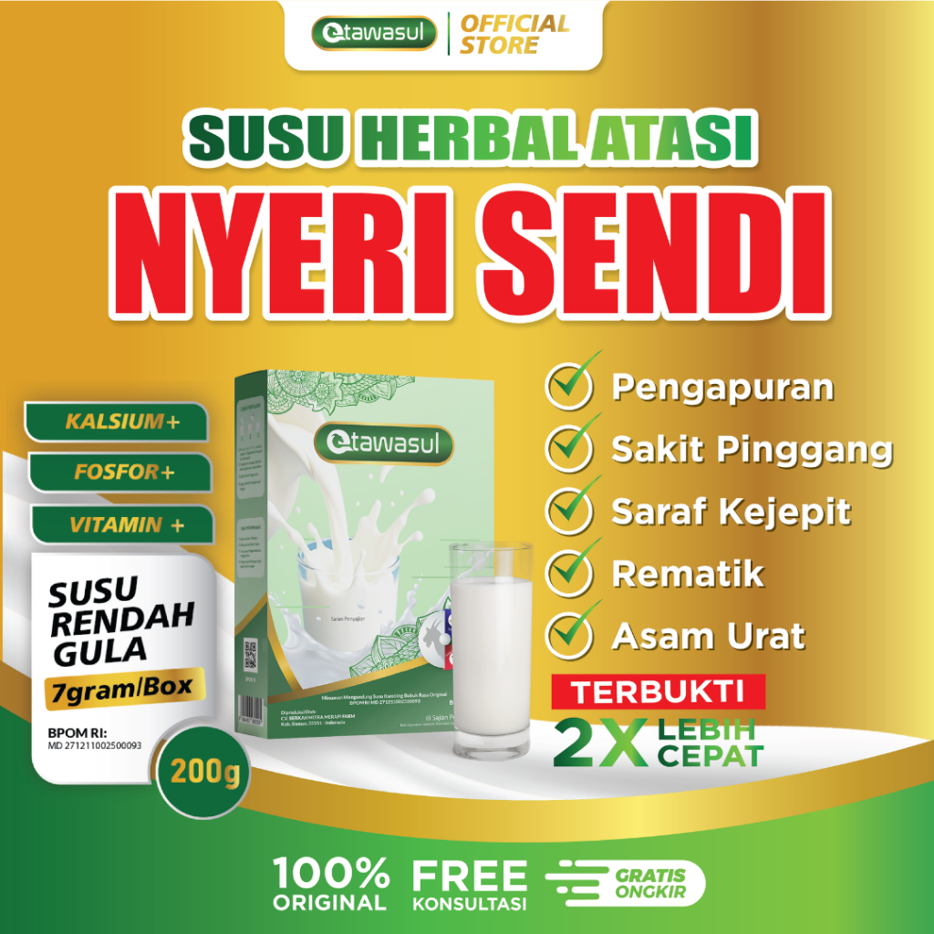

Susu Herbal Nyeri Sendi Syaraf Kejepit Sakit Pinggang Nyeri Sendi Saraf Kejepit Menjalar Etawasul 200 Gram