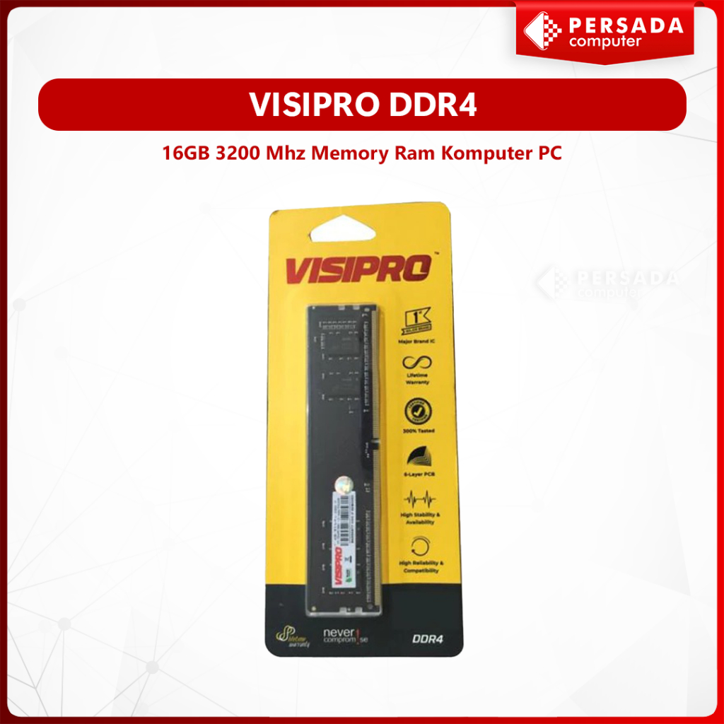 Visipro DDR4 16GB 3200 Mhz Memory Ram Komputer PC DDR4 Visipro 16GB