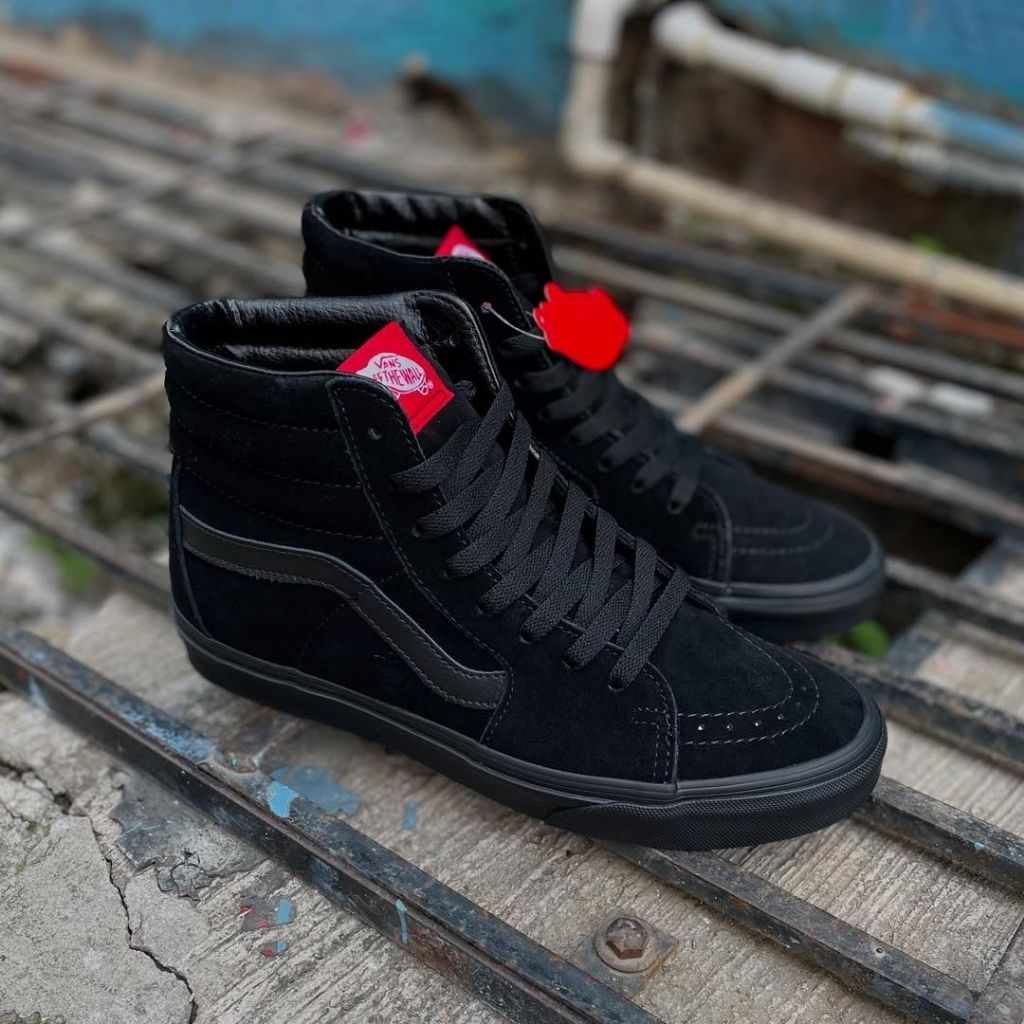 SK8 High Full Black Sepatu Formal Sepatu Pria Wanita Sneakers Wanita Pria