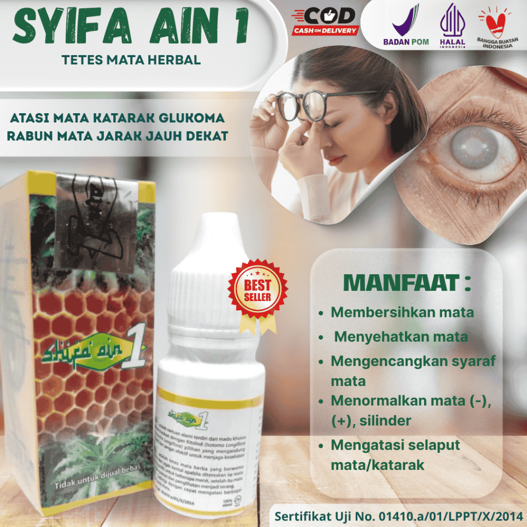 Tetes Mata Super Ampuh Syifa Ain 1 atasi Mata Katarak Glukoma Rabun Mata Jarak Jauh dekat Suplemen K