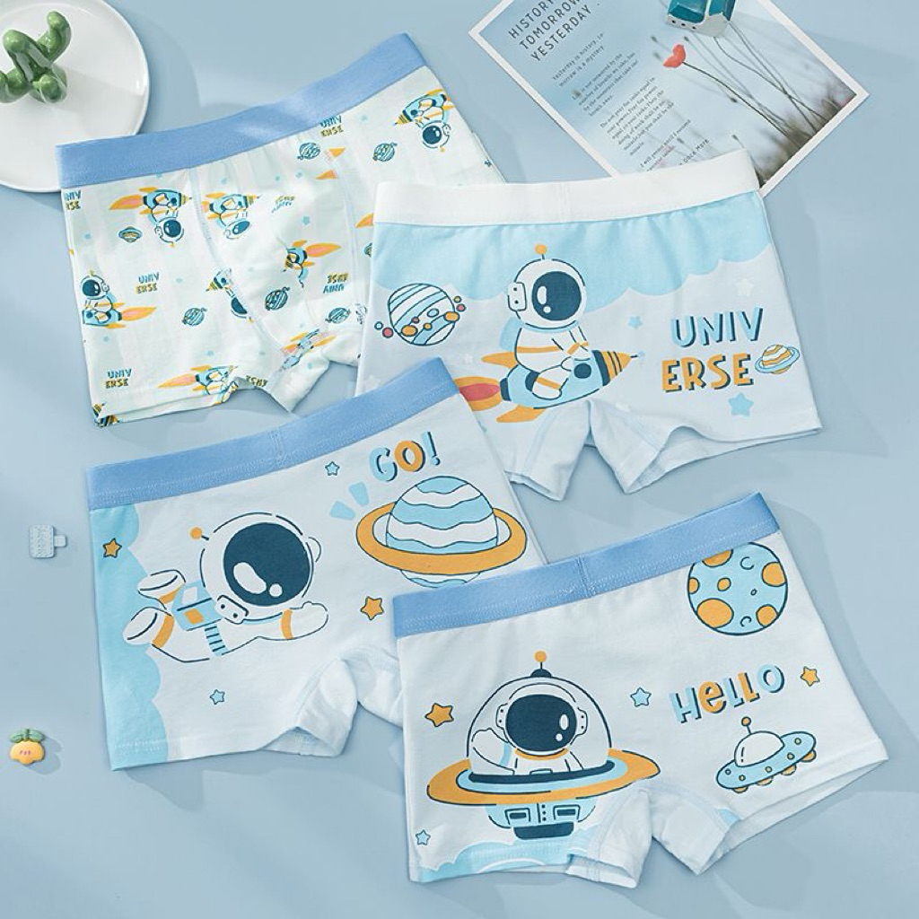 Kikidoo 4PCS Celana Dalam Boxer Anak Laki-Laki | Katun Premium Nyaman | Underwear Anak Import BAL05 