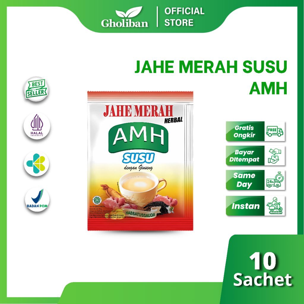 

AMH Jahe Merah Susu 10 Sachet Minuman Hebal Alami