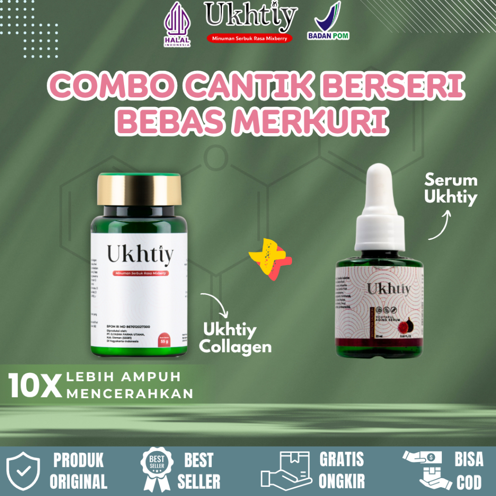 UKHTIY COLLAGEN + UKHTIY SERUM | Menghilangkan Flek Hitam | Mencerahkan & Melembabkan Kulit
