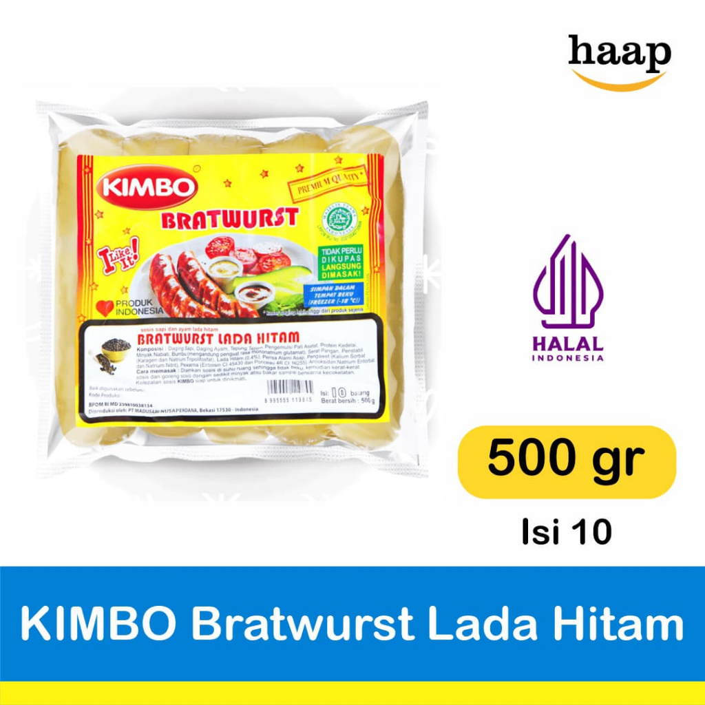 

Sosis Kimbo Bratwurst Lada Hitam 500gr isi 10
