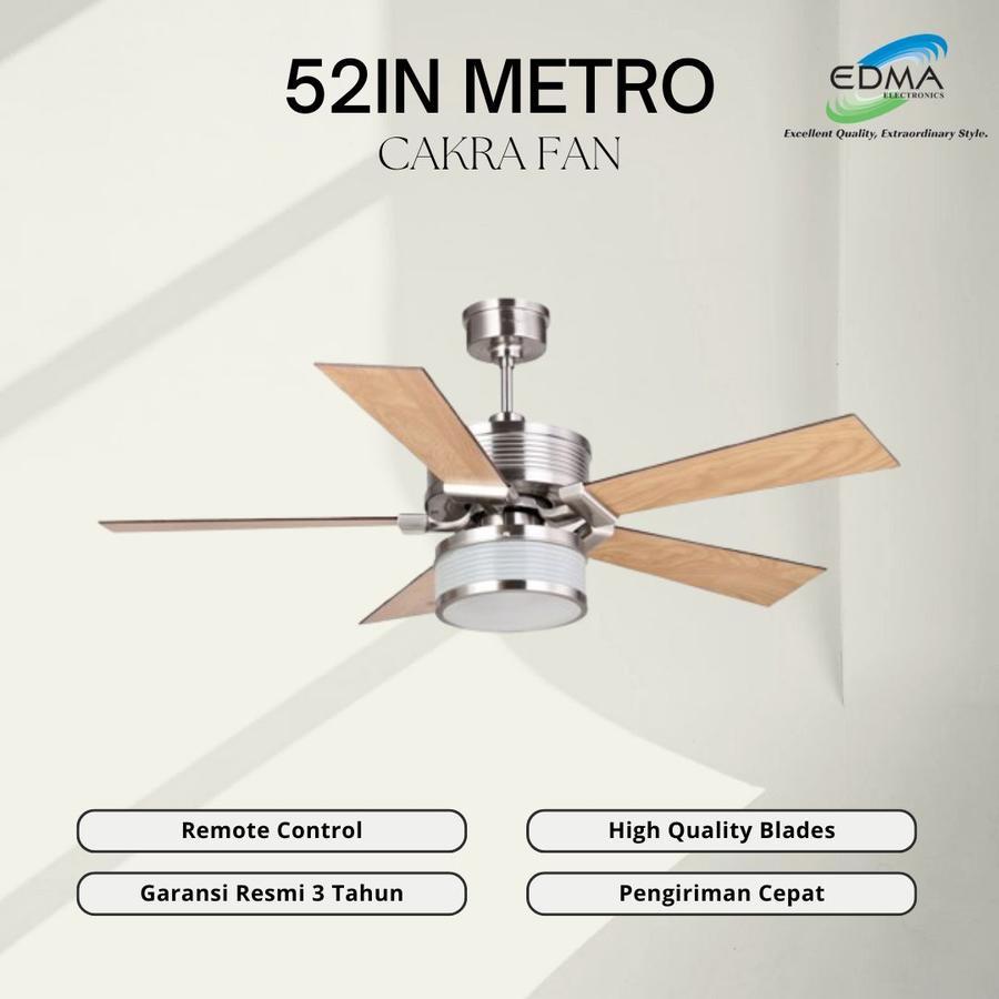 Kipas Angin Gantung Plafon MT.EDMA 52IN METRO Kipas dengan Lampu LED