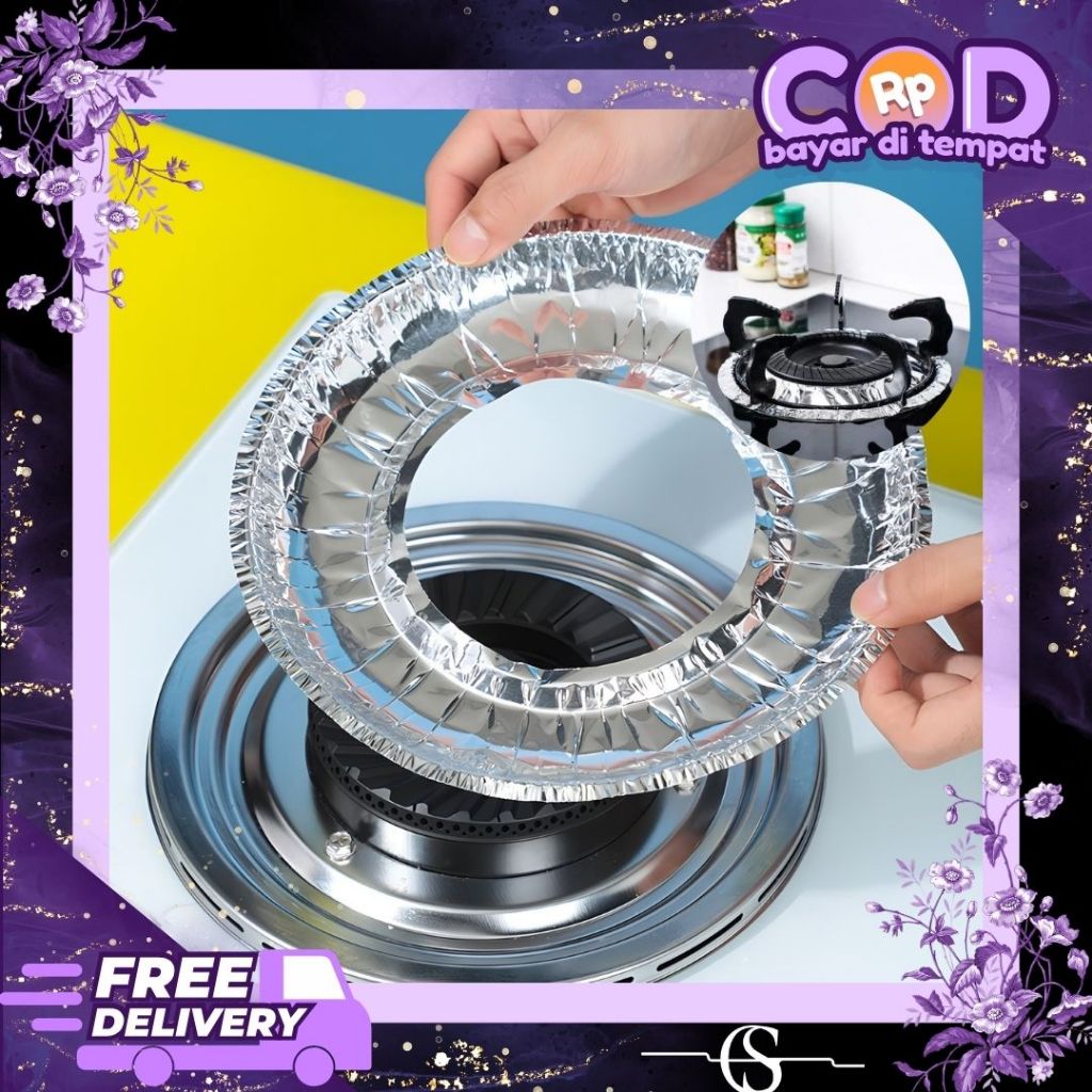 Stiker Alumunium Kompor / Alas Pelindung Kompor Gas Isi 10 lembar / Bahan Alumunium Foil Aluminium