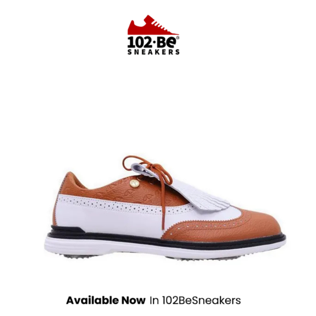 Sepatu Puma X Arnold Palmer Royale Wingtip Shoes Men's - Puma White-Leather Brown-Puma Black Origina