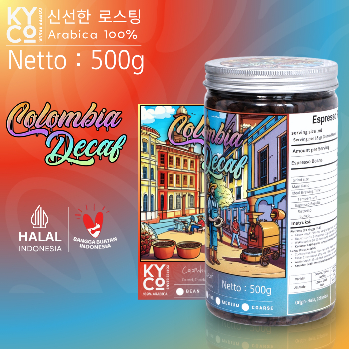 

Biji Kopi Arabika Colombia Decaf 200 gram - Swiss Water Impor Beans Grade 1 | Roast Beant | Decaf Coffee | Medium Roast | Kiyowo Coffee Roastery
