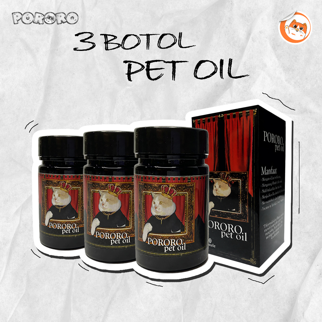 Pororo Pet Oil Vitamin untuk Kucing dan Anjing 50 Kapsul 3 Botol