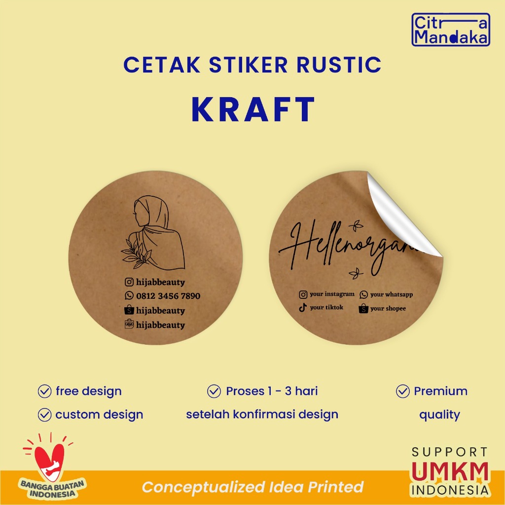 

Stiker Thank You Custom Label Makanan Kraft Paper Logo Brand Jualan Makanan Minuman Toples Kue Kering Olshop