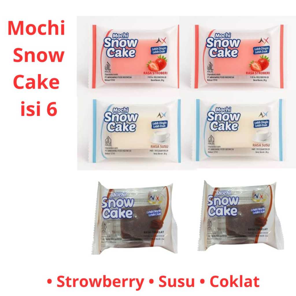 

Mochi Snow Cake isi 6 Strawberry / Coklat / Susu